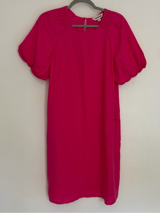 Boden Dresses & Skirts - Boden 100% Linen Hot Pink Puff Short Sleeve Mini Dress 14 Long